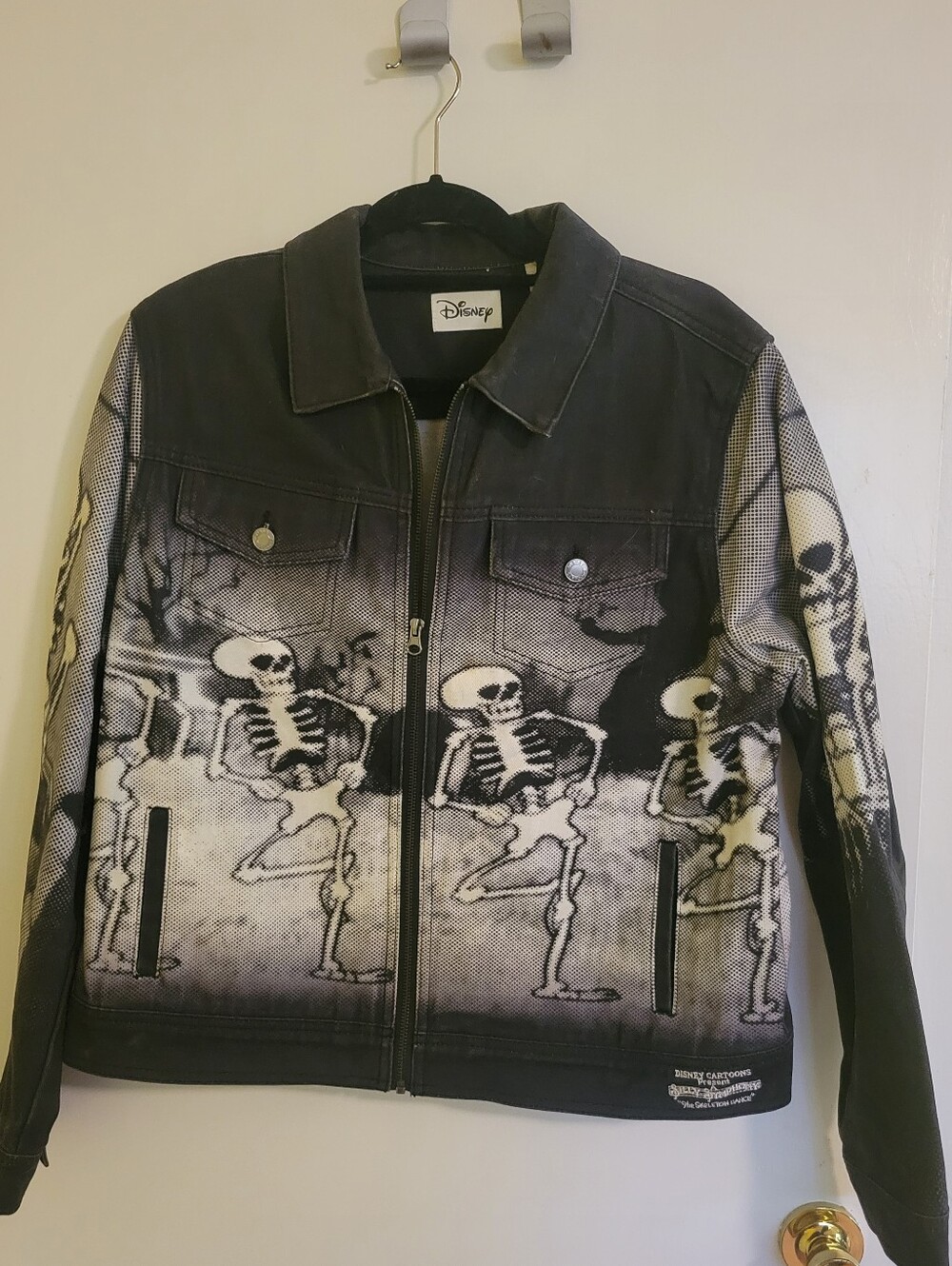 Disney Skeleton Dance Print Denim Zipper Jacket